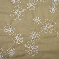 Tissu en coton biologique 100% ODM/OEM, effet lin, motif floral brodé, pour robe de femme, vêtements, pantalons pour garçons et filles