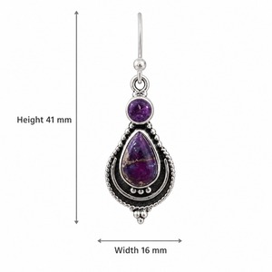 Orecchini pendenti vintage a goccia d'acqua viola per donna, orecchini personalizzati per feste e uso quotidiano - Product Image 5