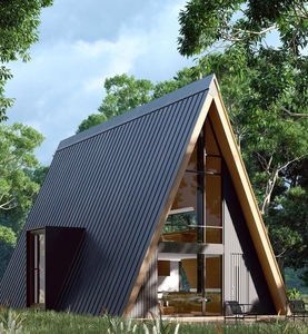 Villa triangular de lujo de 60m2, casa prefabricada <span class=keywords><strong>con</strong></span> marco de acero, <span class=keywords><strong>Panel</strong></span> sándwich, respetuoso <span class=keywords><strong>con</strong></span> el medio ambiente, resistente al agua, importado de China - Product Image 2