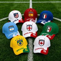 Gorra de Béisbol Personalizada de Lujo con Escudo Bordado de Bandera Nacional, Dos Tonos, 100% Algodón Twill, 5 Paneles, Estructurada, para Fanáticos del Fútbol