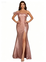Robe de soirée extensible à sequins de haute qualité, robe de soirée sexy fendue et dos nu pour femme