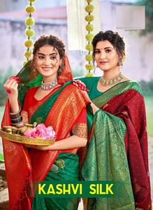 Nouvelle belle collection de saris en soie Kashvi imprimés - Product Image 5