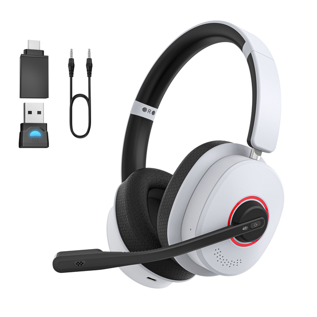 RGB Wireless Gaming Headset with ENC Mic, Tri-Mode BT5.3/2.4G/3.5mm, Dual Device for PS5 PS4 Switch PC Mac