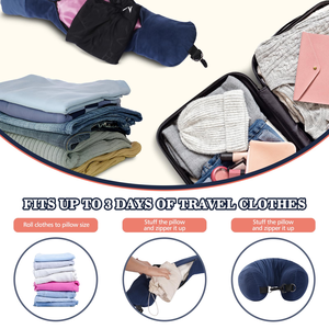 Almohada de Viaje para Avión, Bolsa de Almacenamiento para Ropa, Reposacabezas Portátil Multifuncional en Forma de U para Viajes al Aire Libre - Product Image 4