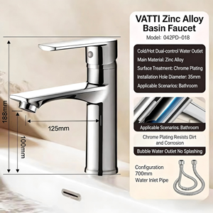 Zinklegierung Badezimmer-Waschtischarmatur, Einloch-Einhandmischer für Warm- und Kaltwasser, für Waschbecken - Product Image 3