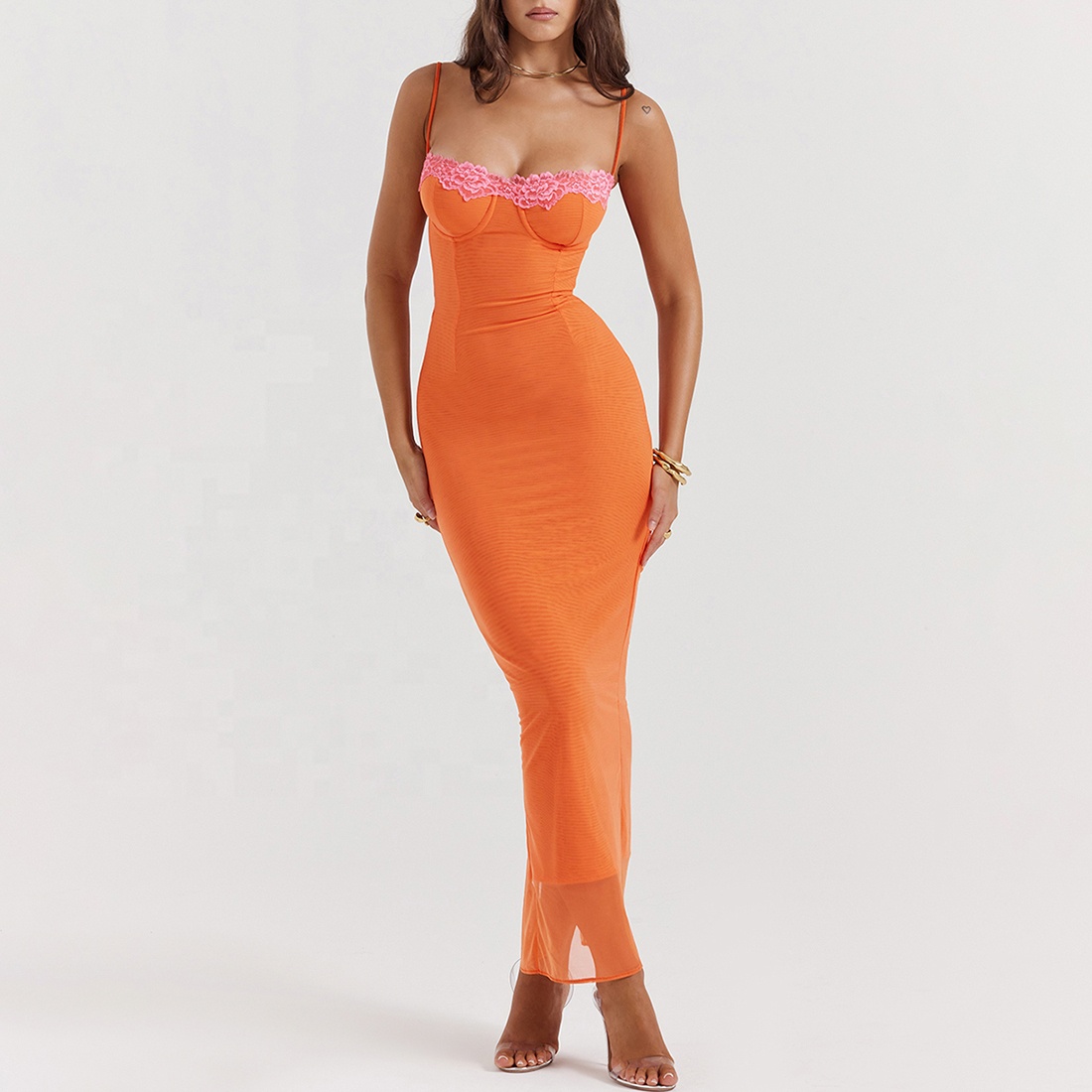 Casual Orange Dresses - Elegant Maxi Dress for Birthdays