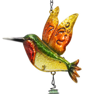 Campanas de viento de hierro modernas, diamantes pintados, colibríes de cristal, mariposas, libélulas, colgantes de Metal creativos para perchas de jardín - Product Image 4