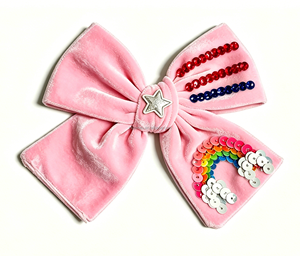 Fiocco per capelli da bambina alla moda, accessorio primaverile di tendenza, fiocco con bordo arricciato - Product Image 4