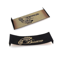 Étiquette de marque de vêtement de couture à haute densité privée à pli d'extrémité personnalisé étiquette tissée de tissage damassé étiquette pour vêtements