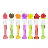 Gobelets en plastique transparent de 12 oz pour enfants, avec couvercle 3D motif dessin animé, jouet souple, écologiques, pour boissons froides
