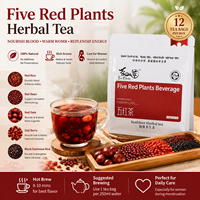 Aurorabloom Vijf Rode Planten Gezondheidsthee Gemengde Drank 10 Zakjes 210g Cafeïnevrij Notenachtig Aroma Bloedrijst Rode Bonen Goji Dadel
