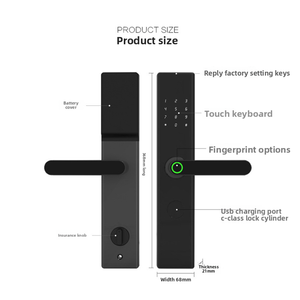 Serrure de porte d'empreintes digitales numérique en alliage d'aluminium de haute sécurité stockage en nuage-serrure de porte avant intelligente pour hôtel/<span class=keywords><strong>Apt</strong></span>/maison Wi-Fi activé - Product Image 1