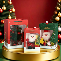 Weihnachtliche Goldgeprägte Transparente Geschenktüte mit Seilgriff Weihnachtsmann-Rentier-Design - Weiße Kartonverpackung
