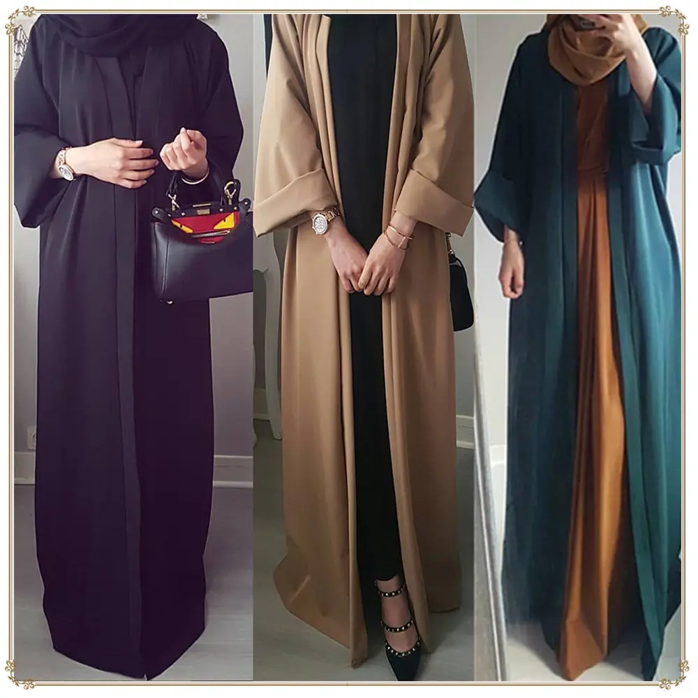 2023 Abaya Dubai Kleding Moslim Vrouwen Jurk Open Best Verkopende Moslim Abaya Linnen Volwassenen Groothandel Effen Kleur Midden Oosten 1 Stuks
