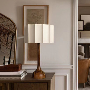 โคมไฟตั้งโต๊ะ LED สำหรับอ่านหนังสือ ข้าง<span class=keywords><strong>เตียง</strong></span> ห้องนอน ห้องนั่งเล่น ทำจากไม้ เหล็ก และผ้า ดีไซน์สร้างสรรค์เฉพาะตัว - Product Image 4