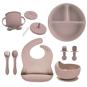 <span class=keywords><strong>Black</strong></span> <span class=keywords><strong>Friday</strong></span>, ensembles de vaisselle pour bébé avec logo personnalisé, sans BPA, vaisselle en silicone de qualité alimentaire avec tasse, bavoir, bol pour enfants - Product Image 6