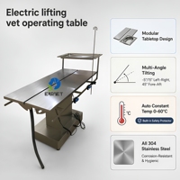 Table d'opération vétérinaire électrique inclinable EURVET à bon prix, surface en acier inoxydable 304, ceinture de fixation, équipement d'évier mobile