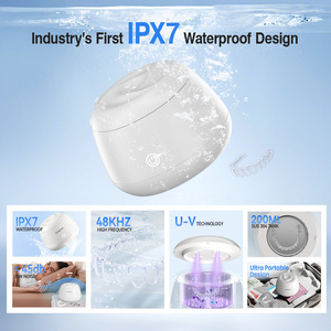 <span class=keywords><strong>Limpiador</strong></span> <span class=keywords><strong>Dental</strong></span> Ultrasónico Eléctrico OEM IPX7 Resistente al Agua UV 48KHz con Tanque de Acero Inoxidable de 200ml para Uso Doméstico y Alineadores - Product Image 2