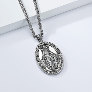 Collar de la Virgen María de estilo clásico y único, para hombre, estilo hip-hop, arte callejero, retro, nicho, cadena protectora para suéter - Product Image 4
