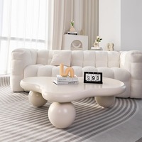 Table basse moderne minimaliste en bois avec pieds ronds crème pour petits espaces, réglable pour salon, disponible en différentes tailles