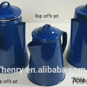 Pot à café en émail émaillé, 3 pièces