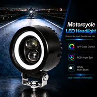 Mini projecteur de travail LED RCJ 20W 3 pouces avec application, nouveau phare auxiliaire pour voiture avec œil d'ange pour position avant, pour camions et motos
