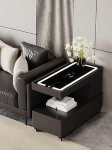 Tavolino Angolare in Legno <span class=keywords><strong>Mobile</strong></span> con Ruote, Mobiletto Laterale per Divano e <span class=keywords><strong>Caffè</strong></span>, Arredamento per Soggiorno - Product Image 4