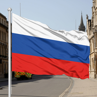 Drapeau de la Russie 3x5 pieds, drapeau national russe en polyester double face pour extérieur, résistant à la décoloration, avec œillets en laiton, décoration de jardin