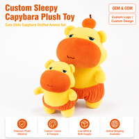 Ensemble de jouets en peluche Capybara Parent et Bébé, avec museau orange et yeux somnolents, poupée en peluche, OEM ODM, vente en gros personnalisée en vrac