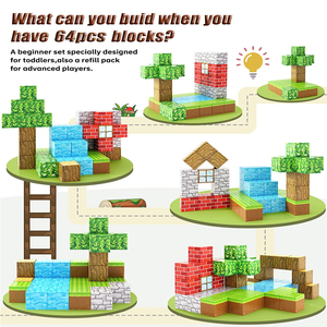 Set di 64 Blocchi Magnetici in Plastica Giocattoli da Costruzione STEM Educativi Kit di Modelli Fai da Te per Bambini e Bambine - Product Image 6