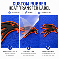 Étiquettes thermocollantes en caoutchouc souple 3D personnalisées, logo aigle, durables et flexibles pour vêtements de sport, étiquettes de vêtements
