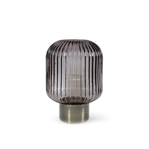 Lampada LED Lumia in Vetro Viola con Base in Bronzo 15,5x23 Cm - Product Image 1