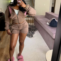 Ensemble 2 pièces pour femme : Sweat à capuche court et short en patchwork à rivets, survêtement zippé à manches longues, style streetwear Y2K