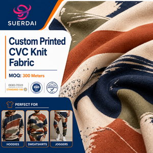 <span class=keywords><strong>Tissu</strong></span> imprimé numérique CVC personnalisé haut de gamme, jersey en coton imprimé numériquement, provenant d'un fabricant professionnel de tissus tricotés - Product Image 1
