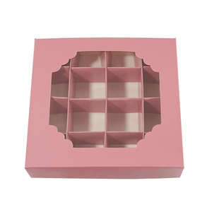 Custom Creative pink 16 Grid <strong>Wedding</strong> <strong>Chocolate</strong> Fudge Candy Dessert Packaging Gift Favor Display Box with Window Lid for Kids - Product Image 1