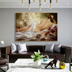 OEM diseño personalizado Vintage Sexy retrato femenino de alta definición mujer desnuda lienzo arte impreso decoración del hogar pintura al óleo - Product Image 4