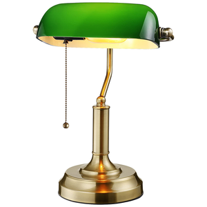 Retro Green Glass Bankers Desk Lamp Antique Desk Lamps with Brass Base Traditional Library Lamp with <b>Pull</b> Chain Classic - Product Image 3