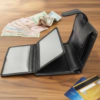 Dompet Kulit PU Pria Vintage dengan Penutup Kancing untuk Tempat Kartu Kredit-Multi-Fungsi