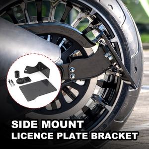 Nuevo soporte de placa de matrícula de montaje lateral izquierdo de aluminio Chiefdom negro/cromo 2018-UP Softail Fat Boy/Street Bob/Breakout - Product Image 4