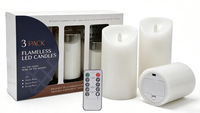 Lot de 3 bougies LED à piles avec revêtement en cire véritable, mèche vacillante et télécommande, pour mariage, décoration intérieure et événements