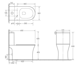 Offre Spéciale : WC en céramique deux pièces à fixation au sol, <span class=keywords><strong>design</strong></span> contemporain allongé, double chasse Watermark, avec siphon en P et en S - Product Image 2