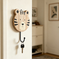 Uniek cadeau voor dierenliefhebbers: tijger houten wandhaak, stevige MDF dierenkop hanger voor sleutels, tassen, decoratieve wandkapstok