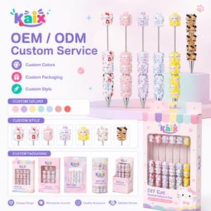 Penne Gel KAIX Premium 0.5mm con Perline, Penne a Sfera Estetiche con Gatto Cartoon per Ragazze, Regali Scolastici Fai-da-Te - Product Image 2