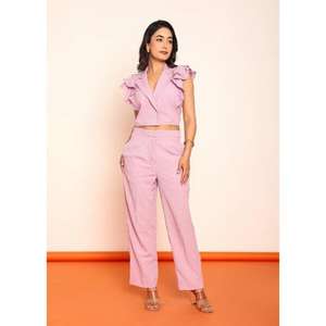 เสื้อเบลเซอร์ระบายพร้อมกระโปรงทรงตรง ชุดเซ็ตสำหรับผู้หญิง ดีไซน์หรูหราทันสมัย ชุดสองชิ้นสุดเก๋ - Product Image 6