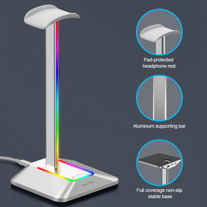 उच्च गुणवत्ता वाले सफेद काले रंग का हेडफ़ोन डिस्प्ले 7 रंग rgb हेडफोन स्टैंड धारक यूएसबी और टाइप-सी 2.0 हब पोर्ट के साथ - Product Image 4