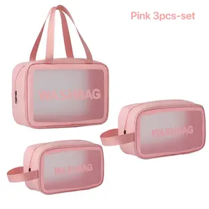 Choice Fun PU Waterproof Makeup Bag Portable Large Capacity Transparent Wash Travel Cosmetics Storage Bag Swimming Bag
