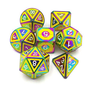 絶妙なマルチカラーメタルダイスセット-DNDおよびダンジョンズ & ドラゴンズロールプレイングゲーム用に設計された固体亜鉛合金多面体 - Product Image 4