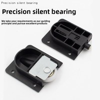Roulettes de porte coulissante en plastique noir en gros, roulettes de porte coulissante de garde-robe robustes en plastique noir silencieuses avec roulement intégré