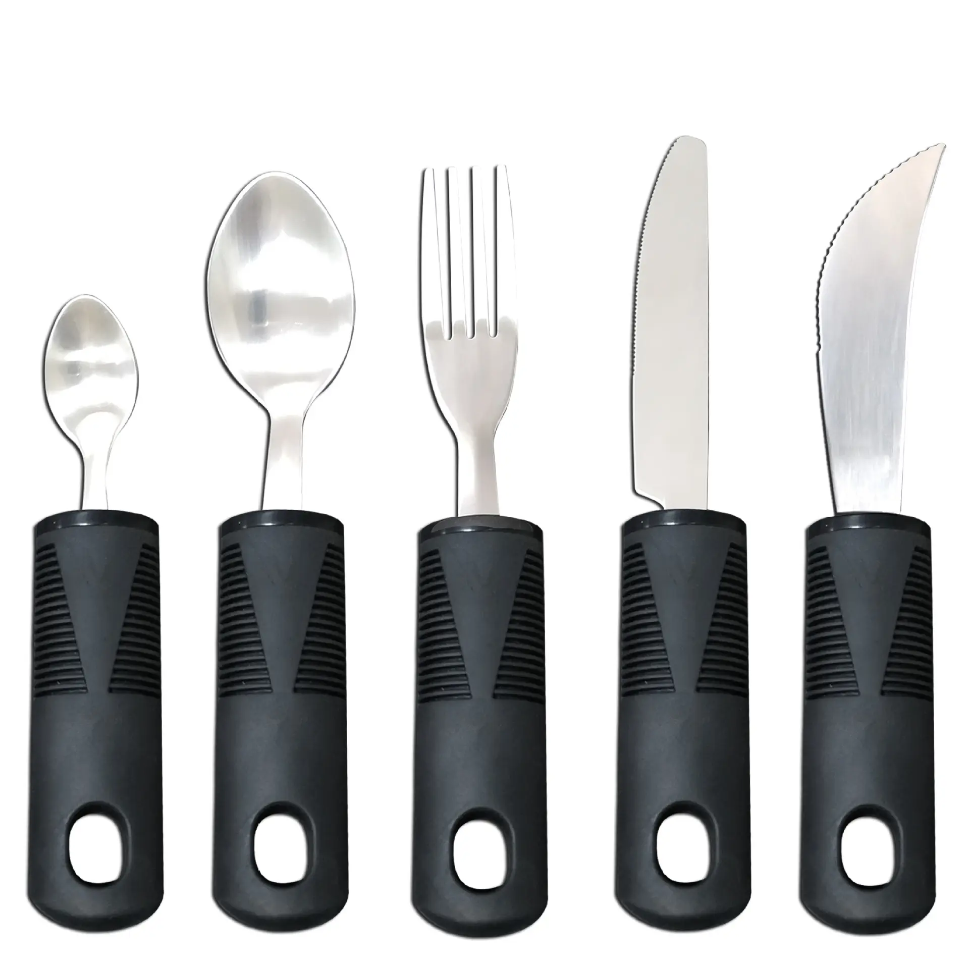 Soft Rubber Handle Anti-Shake Adaptive Tableware Set Stocked Food Aid for Disabled Elderly-for Knife Fork Spoon Rehabilitation
