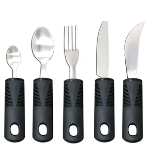 Soft Rubber Handle Anti-Shake Adaptive Tableware Set Stocked Food Aid For Disabled Elderly-for Knife Fork Spoon Rehabilitation